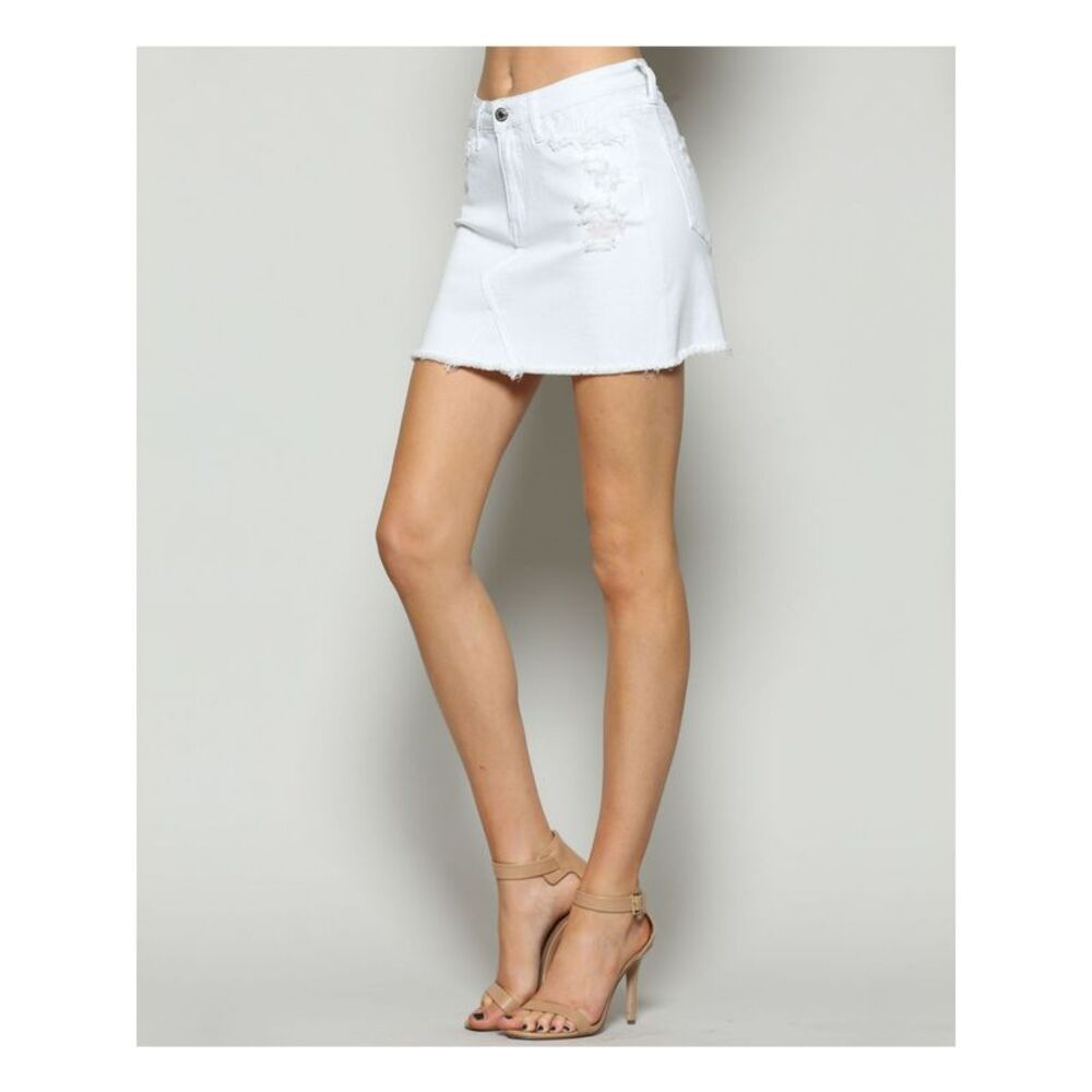 VERVET Womens White Frayed Zippered Mini Pencil Skirt 24 - Picture 3 of 3